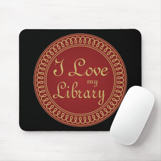 Bibliotheks-Liebhaber-Rot und Goldlesegeschenk Mousepad (Mit Mouse)