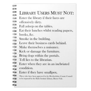 Bibliotheks-Regeln Notizblock