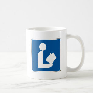 Bibliotheks-Straßenschild Kaffeetasse