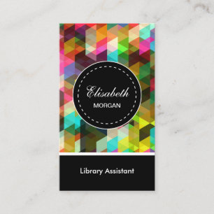 Bibliotheksassistent - farbenfrohe Mosaikmuster Visitenkarte