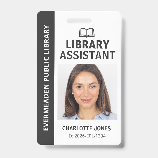 Bibliotheksassistenten-Identifikationsfoto-ID Ausweis (Vorderseite)