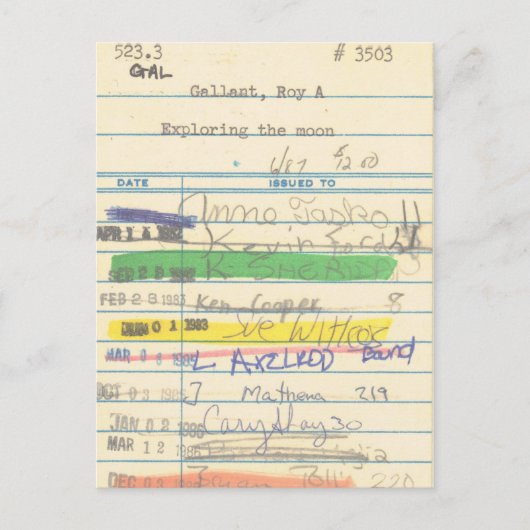 Bibliotheksausweis 3503, der den Mond erforscht Postkarte (Vorderseite)