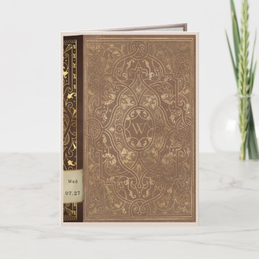 Bibliotheksbuch mit eingeklappten Hinweisen Litera Einladung (Vorderseite)