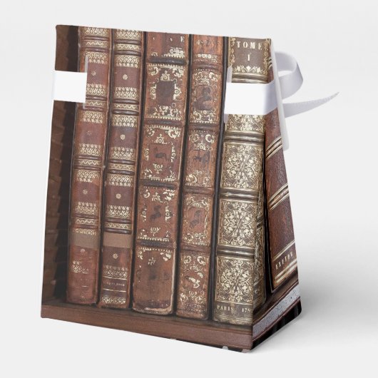 Bibliotheksbücher auf einem Schelf Geschenkschachtel (Rückseite)