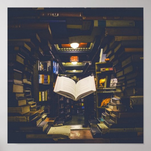 Bibliotheksbücher - Bücherregale im offenen Buch l Poster (Vorne)