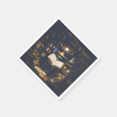 Bibliotheksbücher - Bücherregale im offenen Buch l Serviette (Ecke)