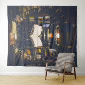 Bibliotheksbücher - Bücherregale im offenen Buch l Wandteppich (Beispiel (Horizontal))