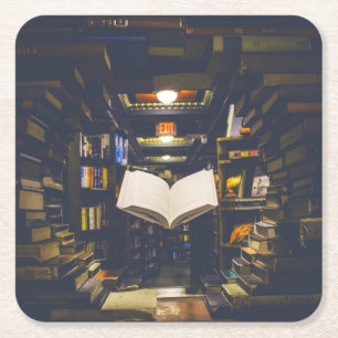 Bibliotheksbücher - Bücherregale Rechteckiger Pappuntersetzer