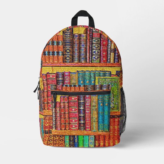 Bibliotheksbücher drucken Nähtasche Bedruckter Rucksack (Vorderseite)