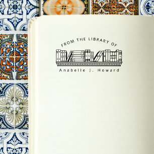 Bibliotheksbücher für rustikale Individuelle Name Gummistempel