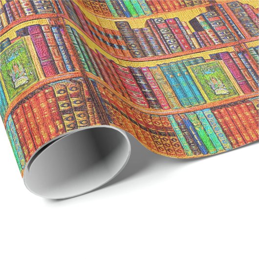 Bibliotheksbücher Geschenkpapier (Rolleneckpunkt)