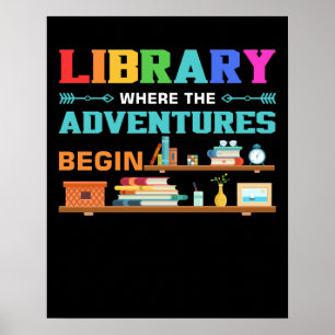 Bibliotheksbücher, in denen das Abenteuer beginnt Poster