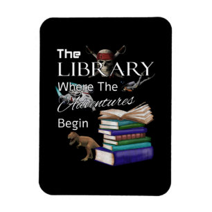 Bibliotheksbücher, in denen das Abenteuer buchstäb Magnet