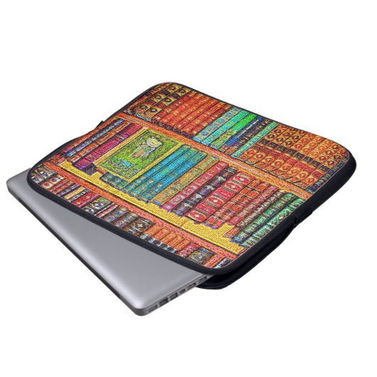 Bibliotheksbücher Laptopschutzhülle (Vorne Knopf)