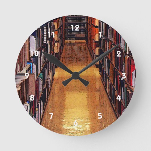 Bibliotheksbücherregale Abstrakte Wall-Uhr Runde Wanduhr (Vorderseite)