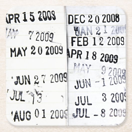 Bibliotheksdatum Briefmarke Papierküsten Rechteckiger Pappuntersetzer (Vorderseite)