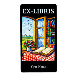 Bibliotheksfenster-Farbbuch-Ex-Libris-Vorlage