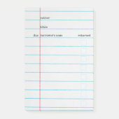 Bibliothekskarte Post-it Klebezettel (Vorderseite)