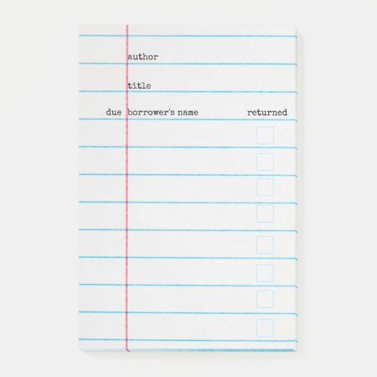 Bibliothekskarte Post-it Klebezettel (Vorderseite)