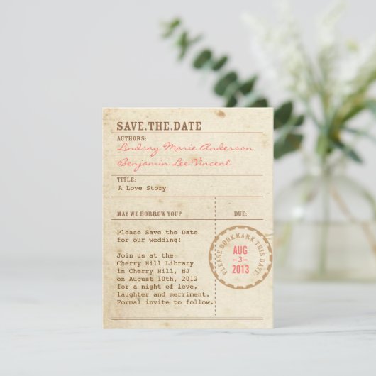 Bibliothekskarte Save the Date (Stehend Vorderseite)