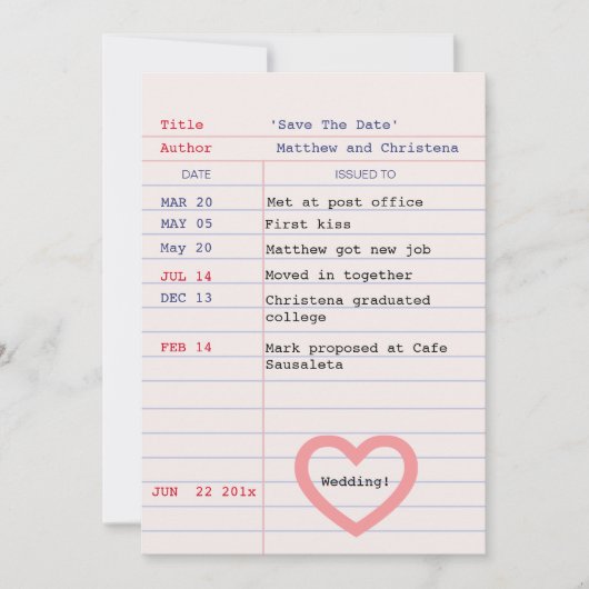 Bibliothekskarte Save the Date (Vorderseite)