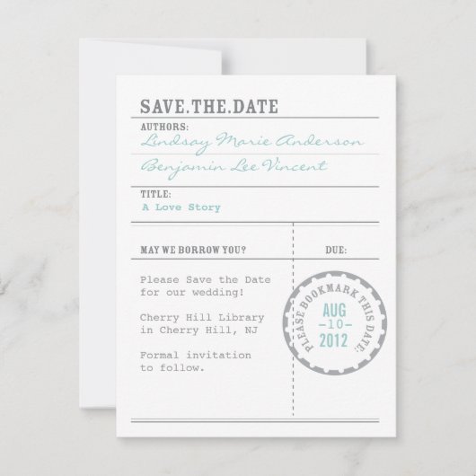 Bibliothekskarte Save the Date (Vorderseite)