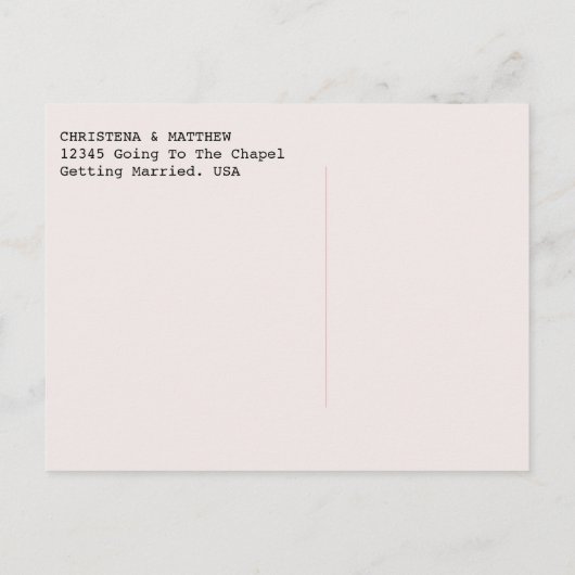 Bibliothekskarte Save the Date Postkarte (Rückseite)