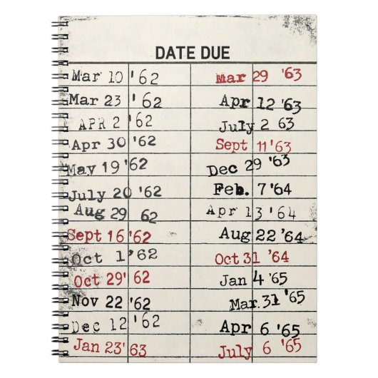 Bibliothekskarte zurückdrehen notizblock (Vorderseite)