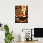 Bibliothekskatze #12 Poster (Heimbüro)