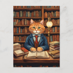 Bibliothekskatze #3 Postkarte
