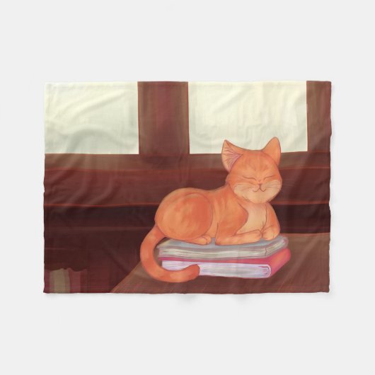 Bibliothekskatze Fleecedecke (Vorderseite (Horizontal))