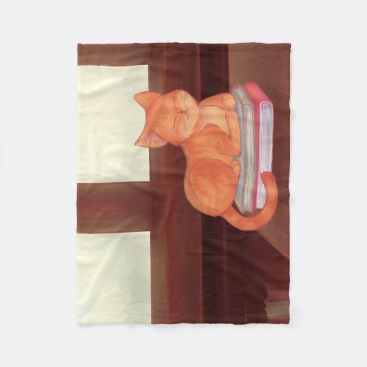 Bibliothekskatze Fleecedecke (Vorderseite)