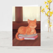 Bibliothekskatze Karte (Gelbe Blume)