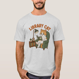 Bibliothekskatze liest Buch Süße Katzenliebhaber-I T-Shirt
