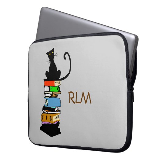 Bibliothekskatze, Personalisiert Laptopschutzhülle (Vorderseite Links)