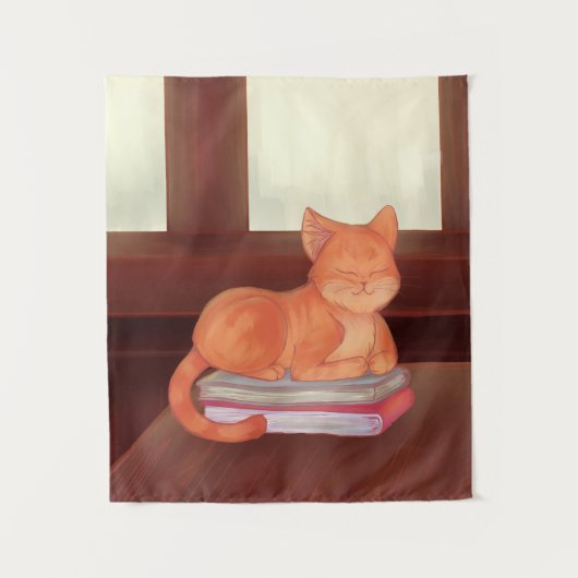 Bibliothekskatze Wandteppich (Vorderseite)