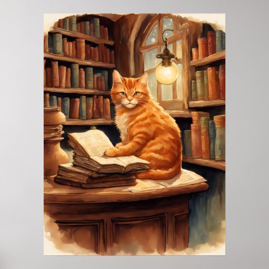 Bibliothekskatzenposter Poster (Vorne)