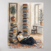 Bibliothekskunst | Bücherstapel | Lesergeschenk Poster (Vorne)