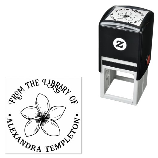 Bibliotheksname der tropischen Blume Plumeria Permastempel (Beispiel)
