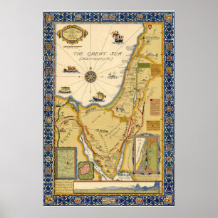 Biblische Karte des Heiligen Landes Poster