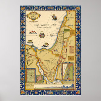 Biblische Karte des Heiligen Landes Poster