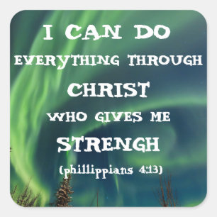 Biblischer Vers Inspirierendes Zitat Nordlichter Quadratischer Aufkleber