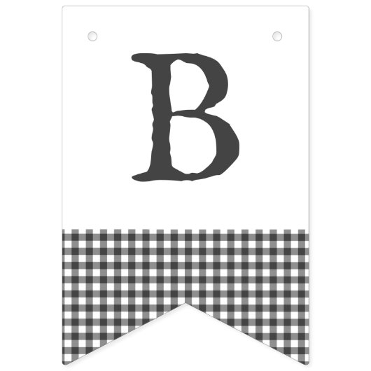 Bibs & Ribs BaByQ Bearbeitbar Graue Karierte Babyd Wimpelkette (Erste Fahne)