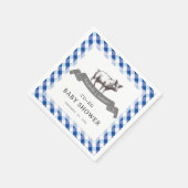Bibs & Ribs BBQ Rustikale Navy-Gingham-Baby-Party Serviette (Ecke)