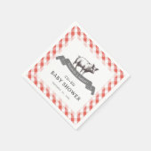 Bibs & Ribs BBQ Rustikaler Rotkarierter Babyshower Serviette (Ecke)