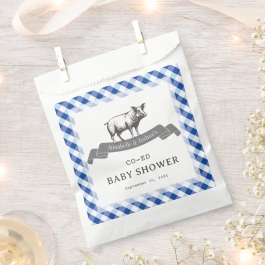 Bibs & Ribs BBQ Rustikalisches Navy Gingham Babysh Geschenktütchen (Ausgeschnitten)