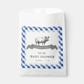Bibs & Ribs BBQ Rustikalisches Navy Gingham Babysh Geschenktütchen (Vorderseite)