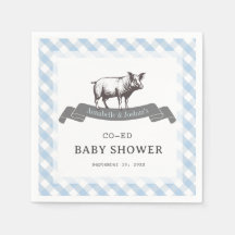 Bibs & Ribs GRILLEN Rustic Blue Gingham Baby Showe