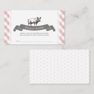Bibs & Ribs Pink Gingham Windel-Raffle-Ticket Begleitkarte