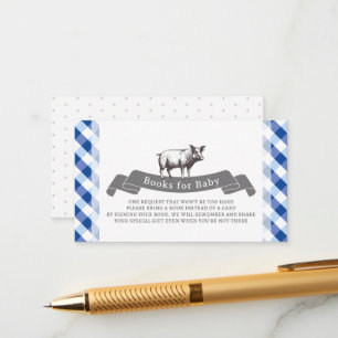 Bibs & Ribs Rustik Navy Gingham Bücher für Baby Begleitkarte